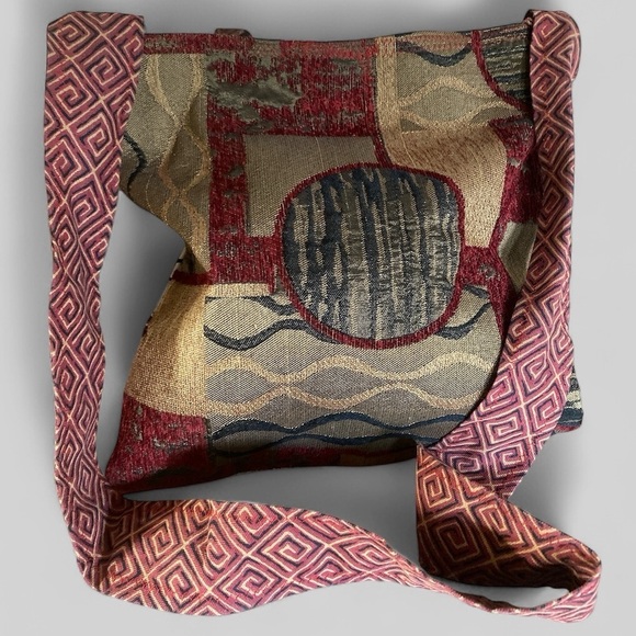 Vibrant Music-Themed Hobo Denim Pocket Embroidered Reverse Canvas Back Bag NWOT - Picture 12 of 14